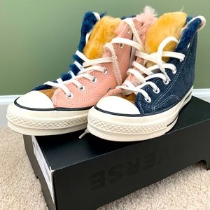 Converse Shealing Pink/Blue/Brown Unisex Hi Tops